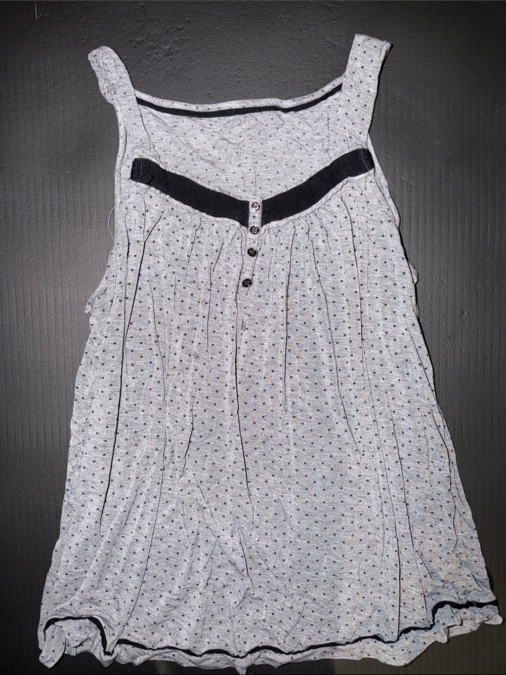Polka Dot Tank Top with Black Trim and Buttons